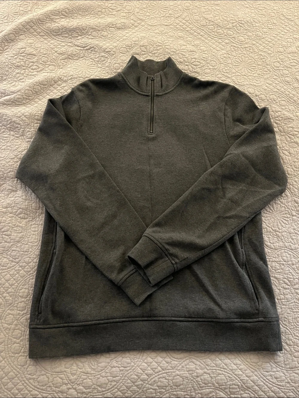 J. Crew Men's Dark Charcoal Quarter-Zip Mock Neck Sweater